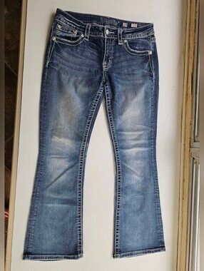 Miss Me Dark Wash Jeans with 'Feathers' In Back Pockets - Wmoens' Size 29